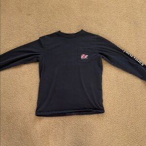 Vineyard Vines Navy Long Sleeve Kids Tee (Football)